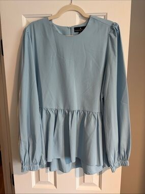 Pomander Place Light Blue Peplum Blouse by Tuckernuck!